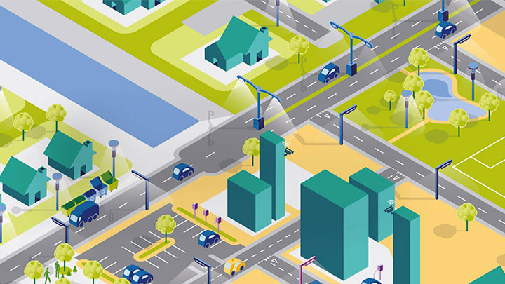 CityTouch ภาพประกอบแผนที่เมืองระบบเปิด - แสงสว่างอัจฉริยะสำหรับเมือง