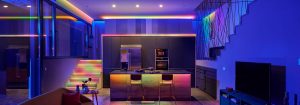 ห้องตกแต่งด้วยระบบแสงสว่าง LED อัจฉริยะที่เชื่อมต่อด้วย WiZ